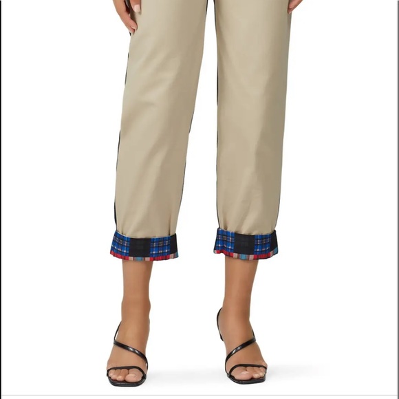 Koche Beige Crazy Check Print Trousers - Picture 3 of 14